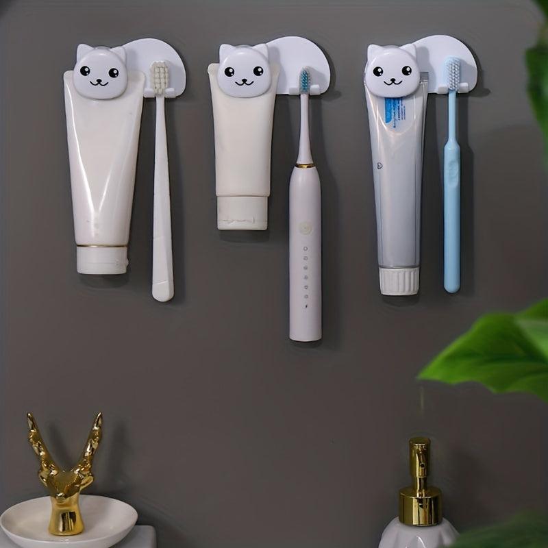 Cat Wall Mounted Toothpaste & Toothbrush Holder