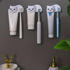 Cat Wall Mounted Toothpaste & Toothbrush Holder