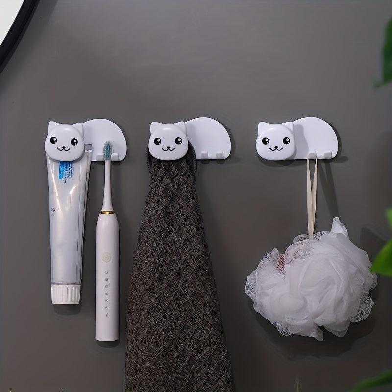 Cat Wall Mounted Toothpaste & Toothbrush Holder