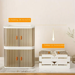 2pcs Stackable Plastic Storage Box with Clear Double Door Lid for Desk Supplies
