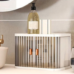 2pcs Stackable Plastic Storage Box with Clear Double Door Lid for Desk Supplies