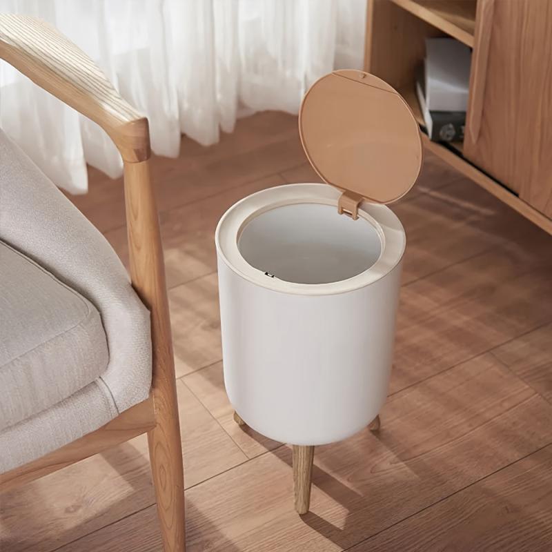 Plastic Trash Can With Lid for Home Bathroom Bedroom
