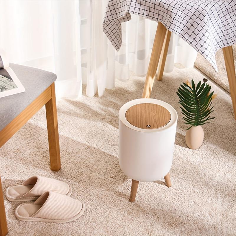 Plastic Trash Can With Lid for Home Bathroom Bedroom