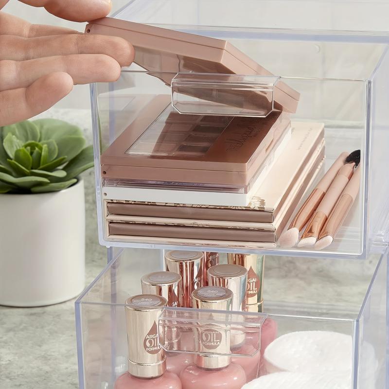 Drawer Type Cosmetic Storage Box Transparent Plastic Desktop Organization