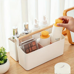 Portable Storage Box With Wooden Handle & Dividers for Art Supplies Crafts