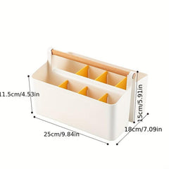 Portable Storage Box With Wooden Handle & Dividers for Art Supplies Crafts