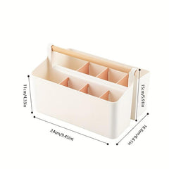 Portable Storage Box With Wooden Handle & Dividers for Art Supplies Crafts