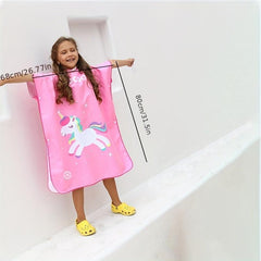 Kids Hooded Beach Towel Microfiber Absorbent Bath Towel