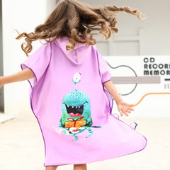 Kids Hooded Beach Towel Microfiber Absorbent Bath Towel