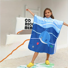 Kids Hooded Beach Towel Microfiber Absorbent Bath Towel
