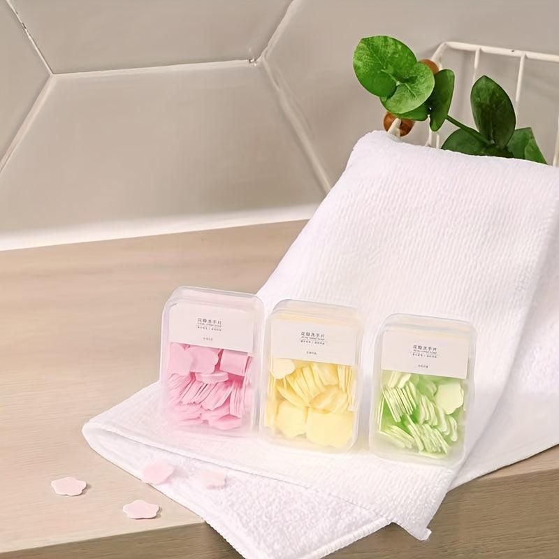Portable Hand Wash Soap Papers Petal Tablets Travel Home Use Disposable