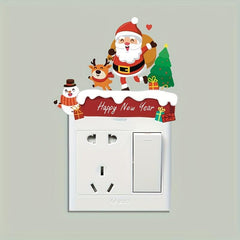1PC Christmas Toilet Sticker Santa Claus Snowman Elk Switch Sticker