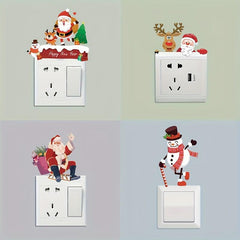 1PC Christmas Toilet Sticker Santa Claus Snowman Elk Switch Sticker