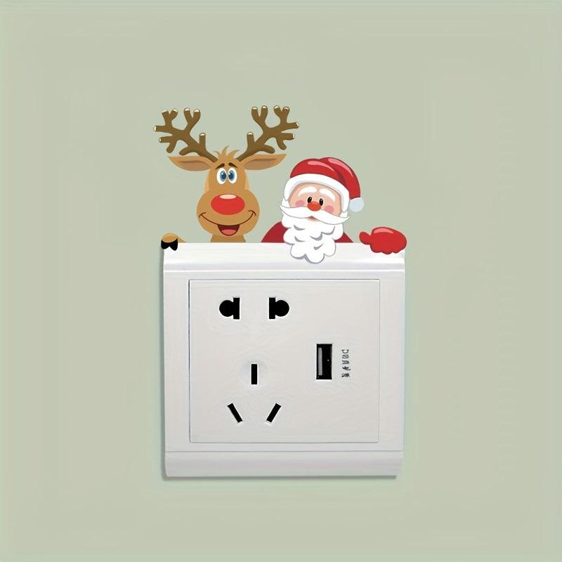 1PC Christmas Toilet Sticker Santa Claus Snowman Elk Switch Sticker