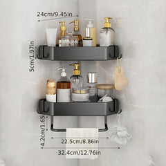 Rust Proof Corner Shower Caddy Stainless Steel Organizer with Hooks