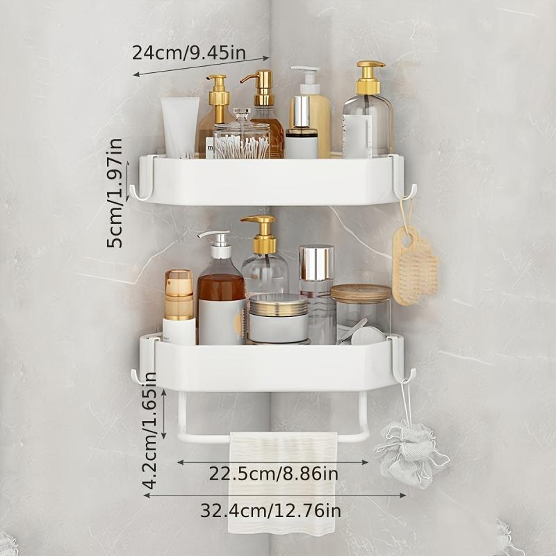 Rust Proof Corner Shower Caddy Stainless Steel Organizer with Hooks