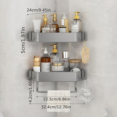 Rust Proof Corner Shower Caddy Stainless Steel Organizer with Hooks