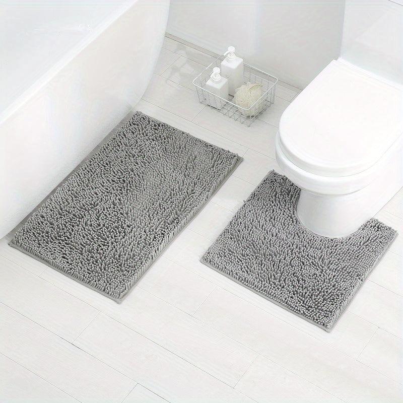 2pcs Non Slip Bathroom Rug Toilet Mat Set Bathroom Decor