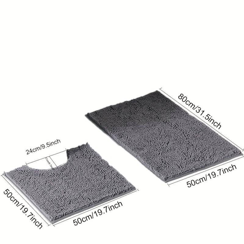 2pcs Non Slip Bathroom Rug Toilet Mat Set Bathroom Decor