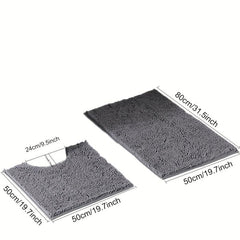 2pcs Non Slip Bathroom Rug Toilet Mat Set Bathroom Decor