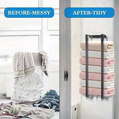 2 Pole Bathroom Wall Towel Rack Metal Bath Towel Storage