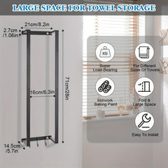 2 Pole Bathroom Wall Towel Rack Metal Bath Towel Storage