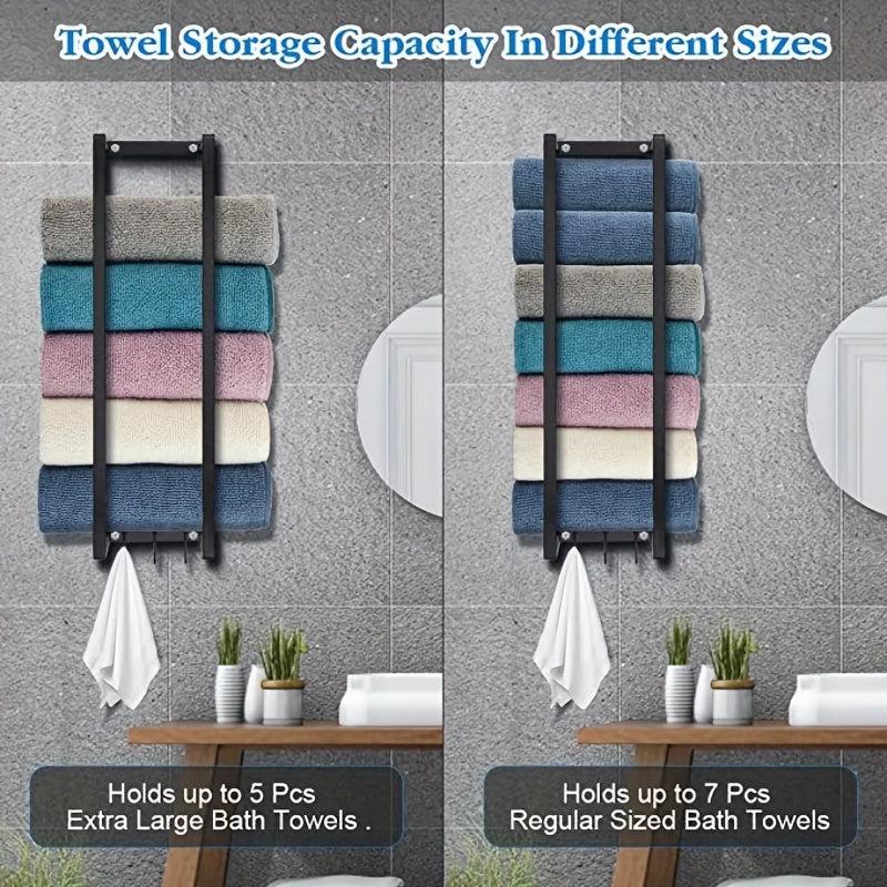 2 Pole Bathroom Wall Towel Rack Metal Bath Towel Storage