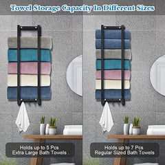 2 Pole Bathroom Wall Towel Rack Metal Bath Towel Storage