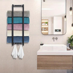 2 Pole Bathroom Wall Towel Rack Metal Bath Towel Storage