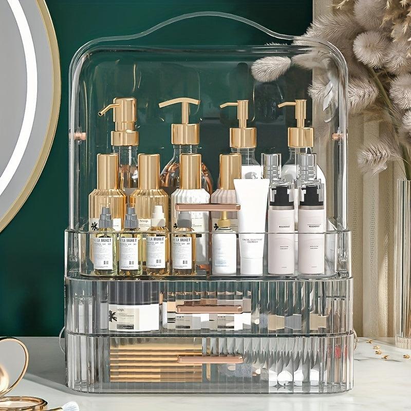 Cosmetic Storage Box Dustproof Shelf With Drawer Lid