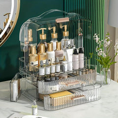 Cosmetic Storage Box Dustproof Shelf With Drawer Lid