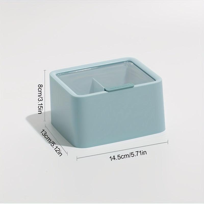 Plastic Cotton Swab Holder 2 Grids with Lid Cotton Pads Storage Box