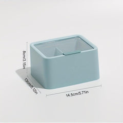 Plastic Cotton Swab Holder 2 Grids with Lid Cotton Pads Storage Box