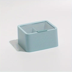Plastic Cotton Swab Holder 2 Grids with Lid Cotton Pads Storage Box