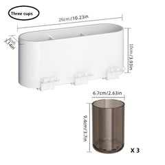 Toothbrush Holder With Gargle Cup Wall Mounted Toothbrush Storage Rack