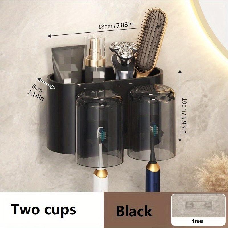 Toothbrush Holder With Gargle Cup Wall Mounted Toothbrush Storage Rack