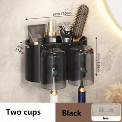 Toothbrush Holder With Gargle Cup Wall Mounted Toothbrush Storage Rack