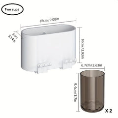 Toothbrush Holder With Gargle Cup Wall Mounted Toothbrush Storage Rack
