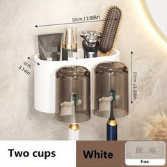 Toothbrush Holder With Gargle Cup Wall Mounted Toothbrush Storage Rack