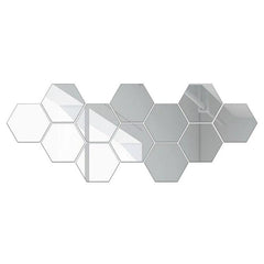 12pcs Hexagon Mirror Sticker Self Adhesive Wall Decals Golden