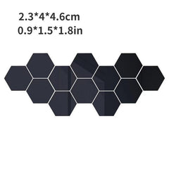 12pcs Hexagon Mirror Sticker Self Adhesive Wall Decals Golden