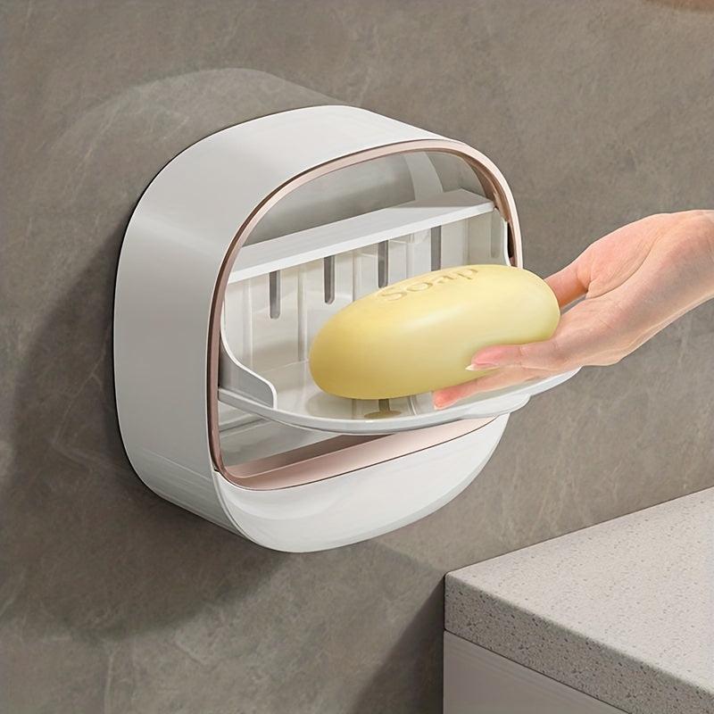 Wall Mounted Soap Box with Lid, Bathroom and Laundry Organizer