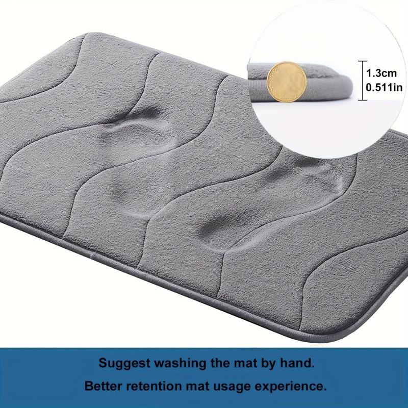 Soft Memory Foam Bath Mat, Non-Slip, Absorbent, Coral Velvet, Machine Washable