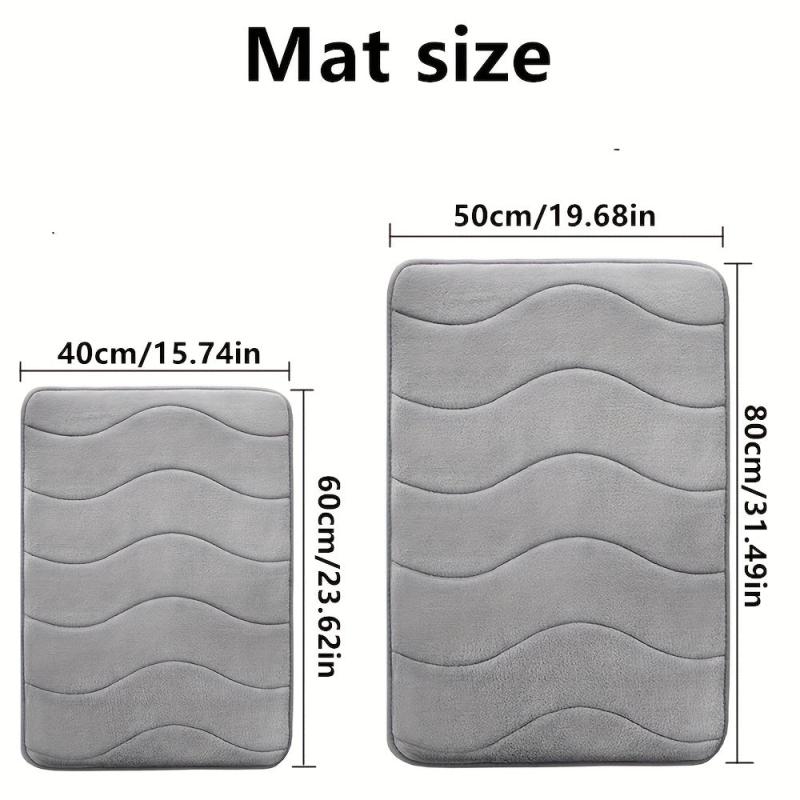 Soft Memory Foam Bath Mat, Non-Slip, Absorbent, Coral Velvet, Machine Washable