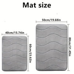 Soft Memory Foam Bath Mat, Non-Slip, Absorbent, Coral Velvet, Machine Washable