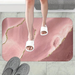 Non Slip Pink Memory Foam Bath Rug Absorbent Quick Drying