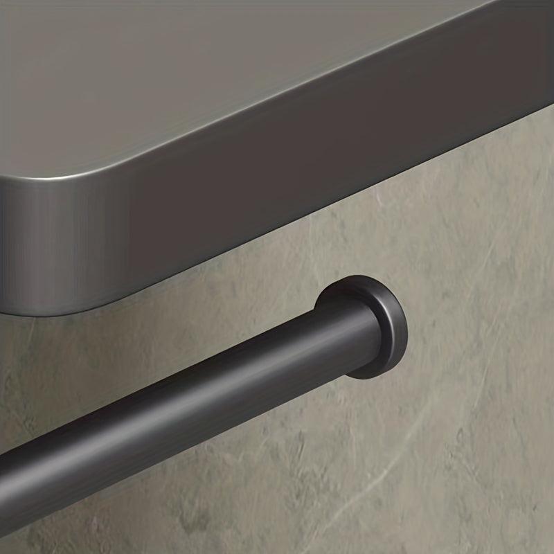 Toilet Paper Holder With Shelf Gun Gray Space Aluminum Tissue Holder