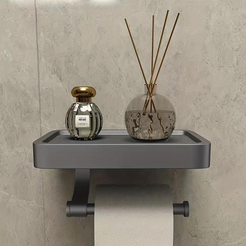Toilet Paper Holder With Shelf Gun Gray Space Aluminum Tissue Holder