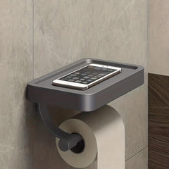 Toilet Paper Holder With Shelf Gun Gray Space Aluminum Tissue Holder