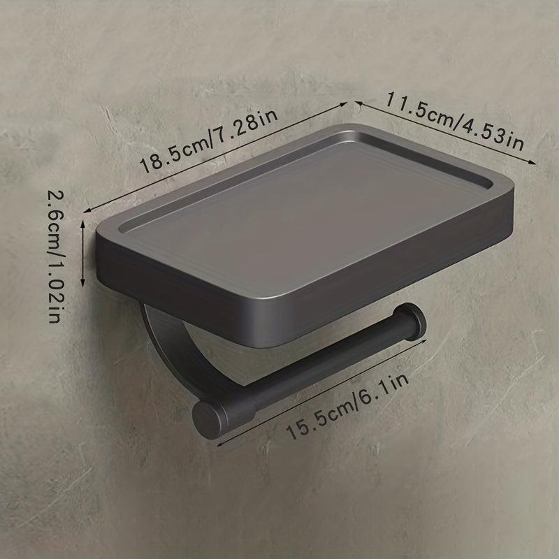 Toilet Paper Holder With Shelf Gun Gray Space Aluminum Tissue Holder